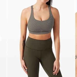 Lululemon Energy Bra *Medium Support, B-D Cup Hype Stripe Dark Olive White